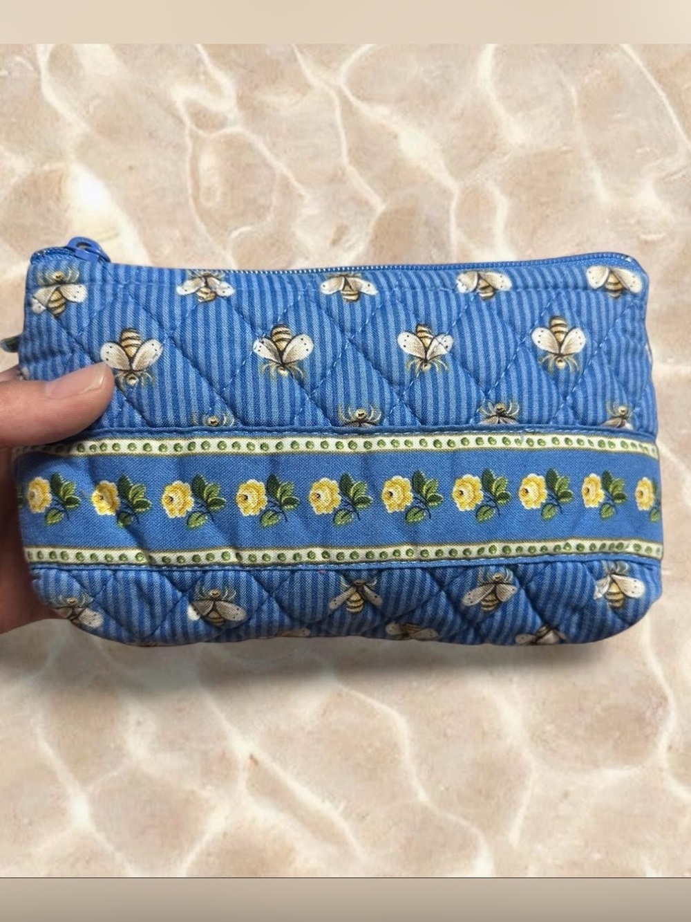 Vintage Vera Bradley Blue Bees Cosmetic Pouch